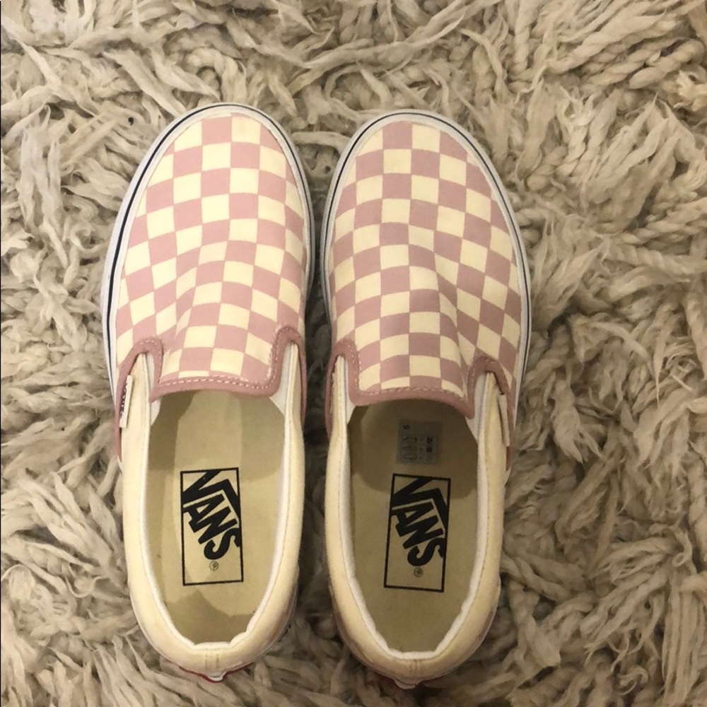 Pink Checkerboard slip on vans